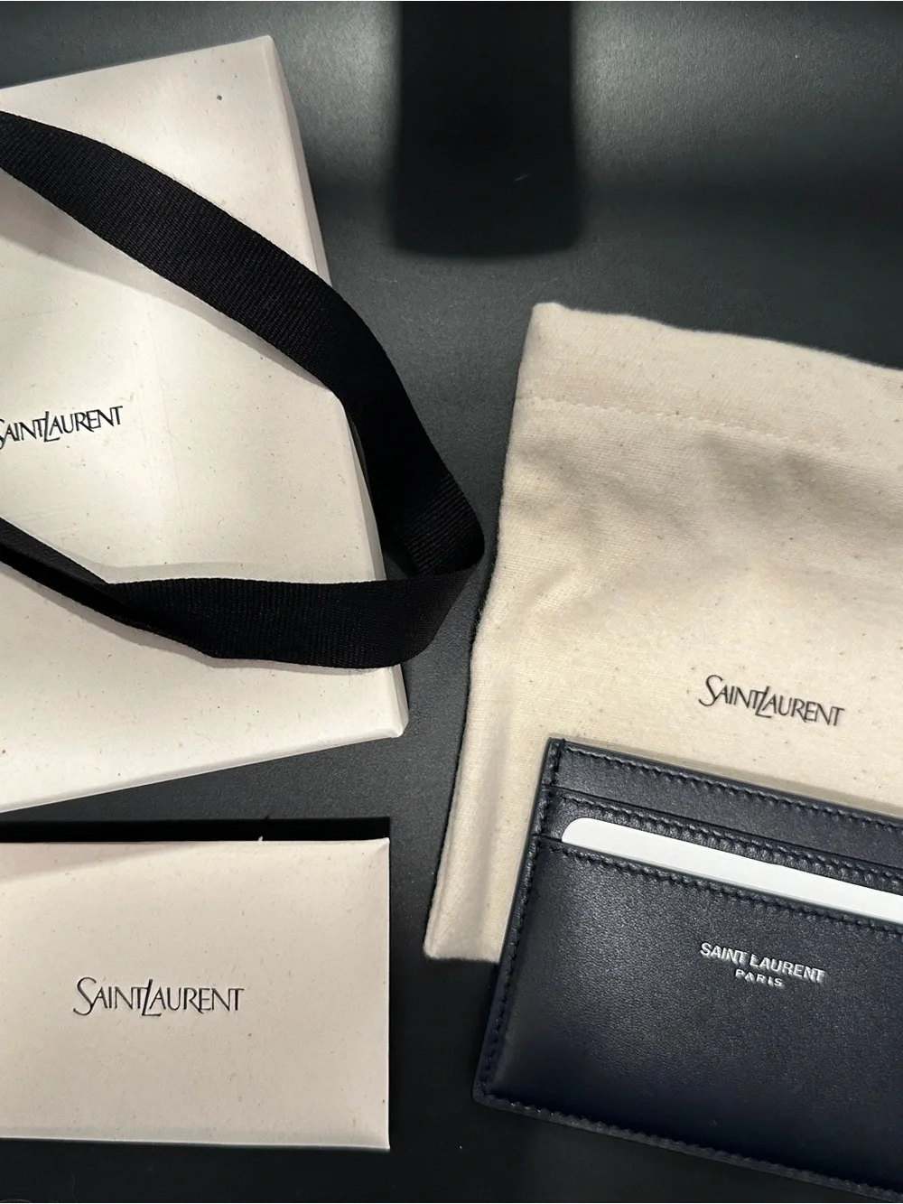 Saint Laurent Black Leather Slim Card Sleeve